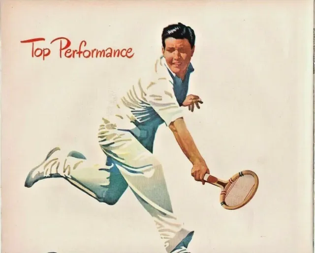 1947 Texaco Havoline Motor Oil Vintage Print Ad Top Performance Tennis Player
