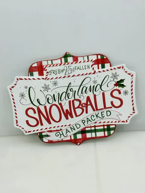 RAZ Imports 18" Wonderland Snowballs Embossed Metal Wall Art NEW 🎄