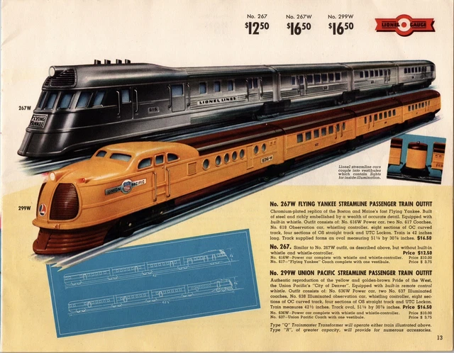 Vtg 1939 Print Ad Lionel Model Railroad Catalog Page Train Gift Union Pacific