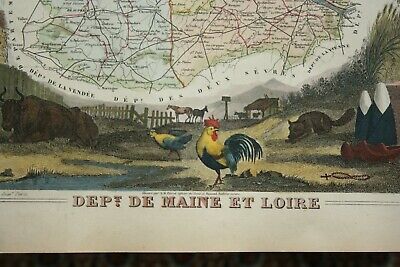 Département De Maine Et Loire France by Levasseur Hand Coloured Map Publish 1851 2