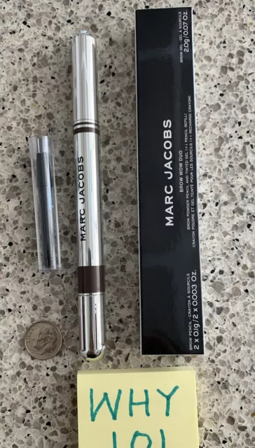 Marc Jacobs BROW Wow Duo Powder Pencil & 1 Refill DARK BROWN Full SZ RET$39 SEAL