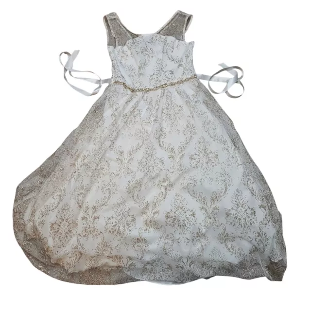 Tween Diva 6 Ivory and Gold Floral Glitter Special Occasion Dress