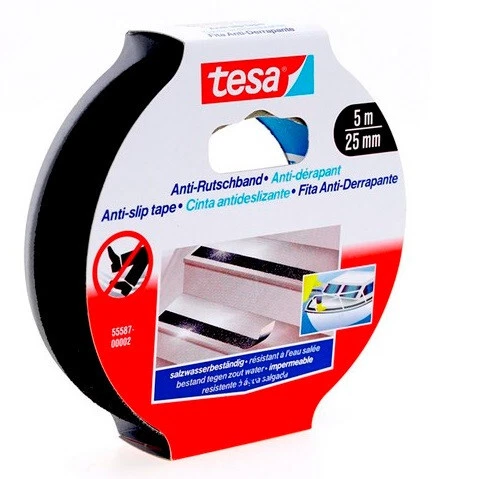 Ruban adhésif sécurité anti dérapant noir 5mm x 25m TESA