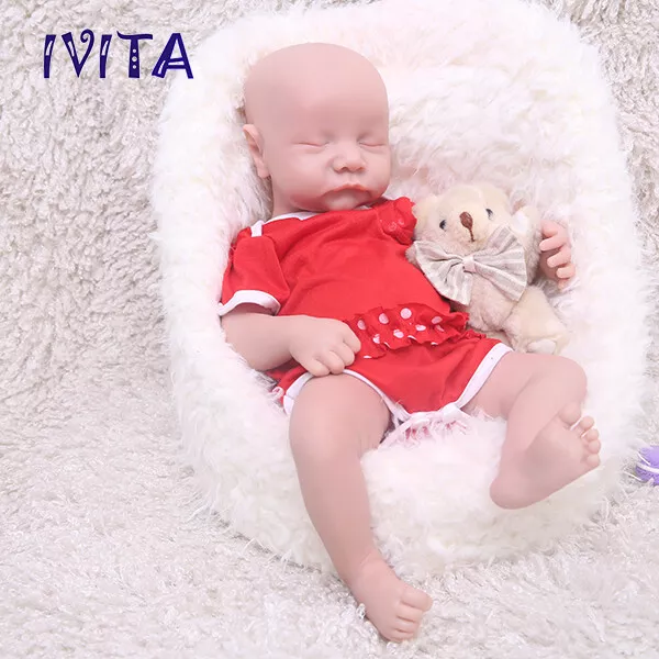 17'' Eyes Closed Squishy Silicone Newborn Baby Girl Adorable Asleep Doll Infant