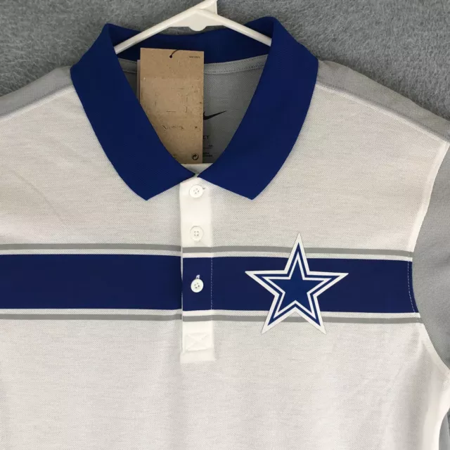 Nike Dallas Cowboys Shirt Adult Small White Blue NFL Rewind Polo Sports Mens NEW 2