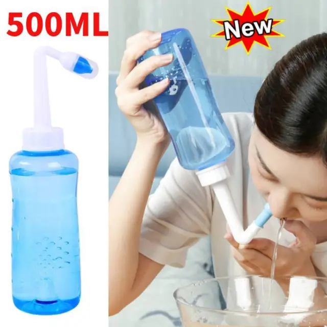 500ML Nasal Flush Kit Neti -Pot Sinus Rinse Nose Wash-Bottle Irrigator-Saline-