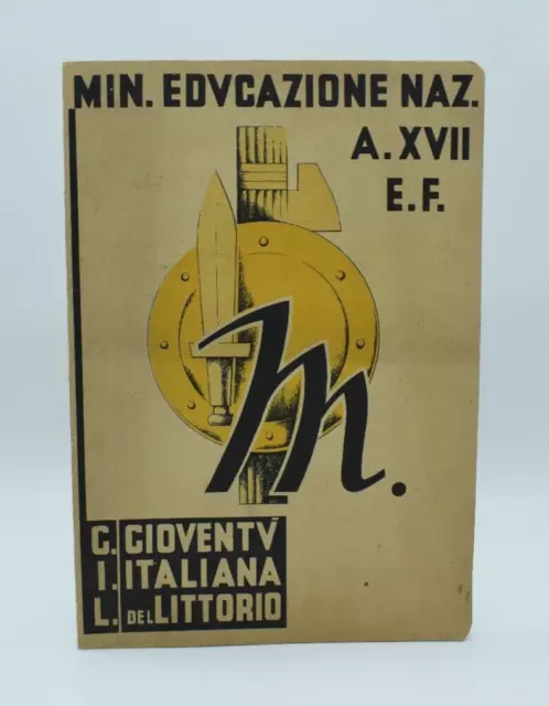 Pagella antica Opera Balilla Ministero littorio italiano XVII fascismo Duce 1939
