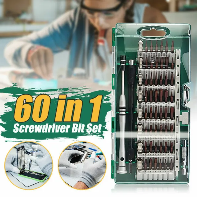 60 in 1 S2 Tool Steel Precision Screwdriver Nutdriver Bit Repair Tools Kit Sets