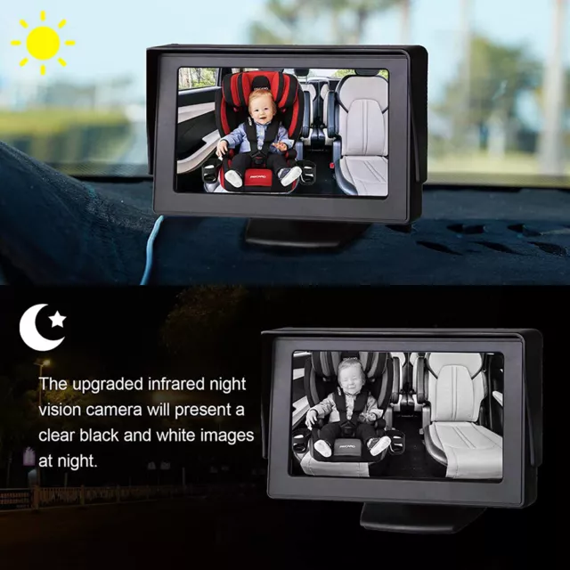 Specchio seggiolino auto di sicurezza display specchio auto bambino schermo pieghevole 4,3 pollici