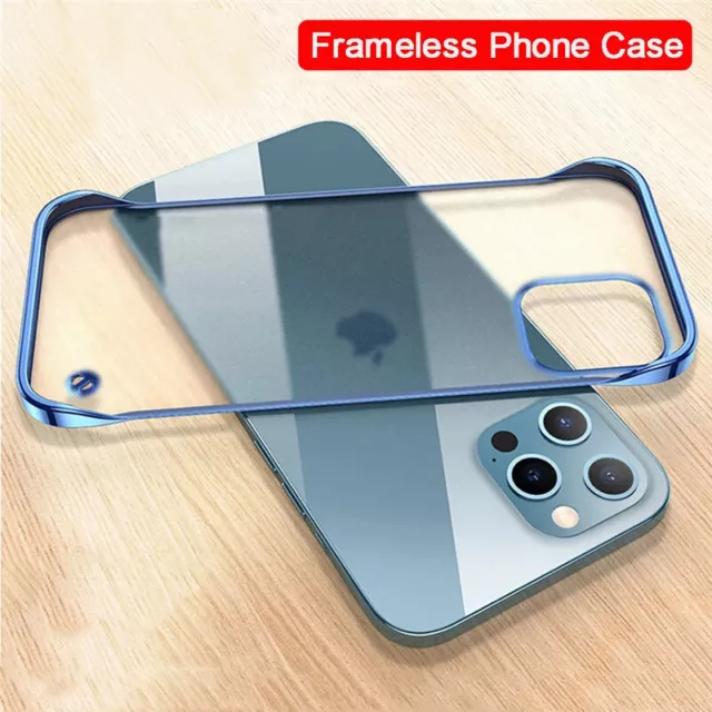 For iPhone 14 13 12 Pro Max Ultra Thin Frameless Matte Clear Hard PC Case Cover