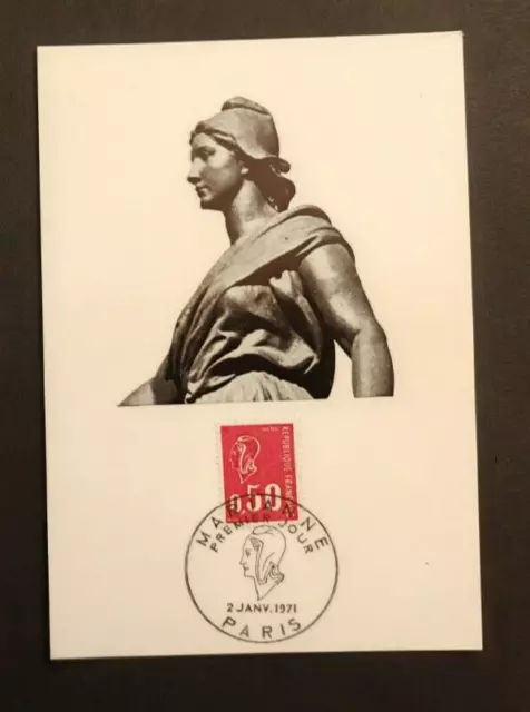 1971 Type Marianne de BEQUET Rouge 0.50 , Carte Maximum 1er jour fdc