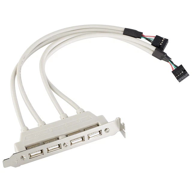 Motherboard Header Dual 9-pin to USB 2.0 4-port Expander PC Rear Bracket Panel