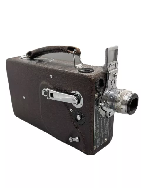 Vintage 16mm Brown Cine-Kodak Model K f/1.9 Film Movie Camera With Case, IB