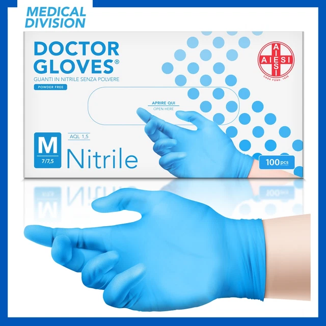 100 GUANTI MONOUSO IN NITRILE SENZA POLVERE TALCO NO LATTICE TAGLIA S M