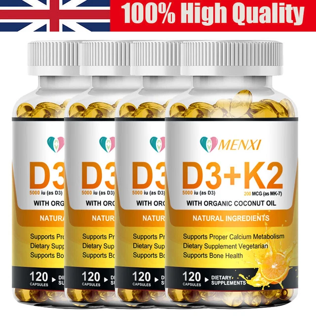 VITAMIN D3 5000IU and K2 MK7 100mcg 120 Tablets Immune Function