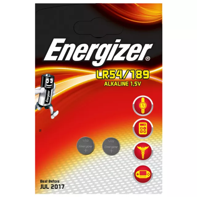 Energizer Alkaline Knopfzelle, LR43/186, 1,5 V, 100 mAh 639320 (Pack à 2 Stück)