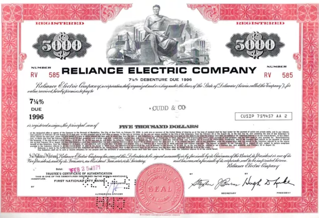 Reliance Electric Company, 1971,  7 1/4% Debenture due 1996  (5.000 $)