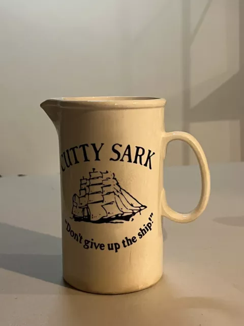 Cutty Sark Pitcher Scotch Whiskey Off White Ceramic Bar Pitcher Vintage
