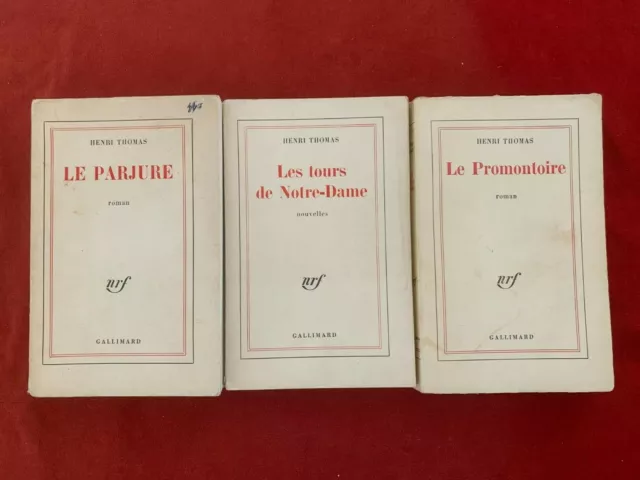 Litterature - Edition Nrf Gallimard - Lot De 3 Livres -  Henri Thomas - Eo 