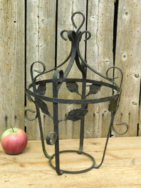 Antique Vintage Wrought Iron Hanging Plant Holder Garden 14 1/2 inches high