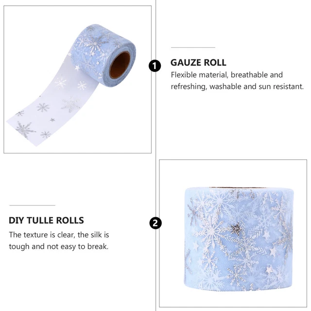 3 Sets Breite Tüll Rollen Weihnachten Tüll Rolle Beflockung Tüll Rolle 8
