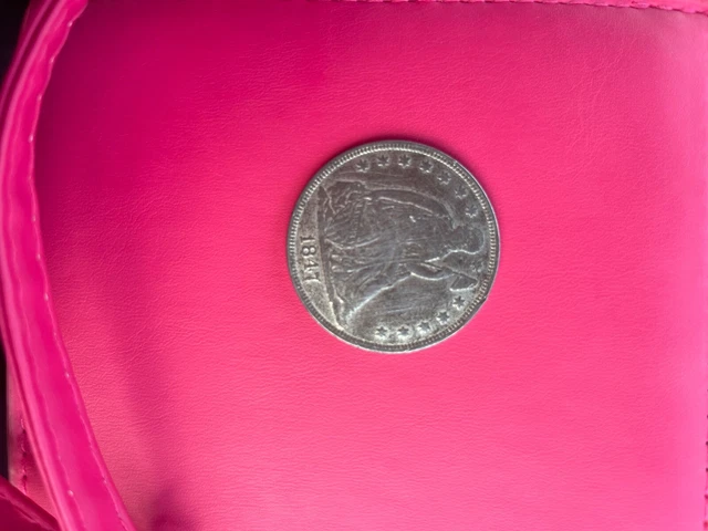1847 13 stars One Dollar United States of America Coin antique liberty seal