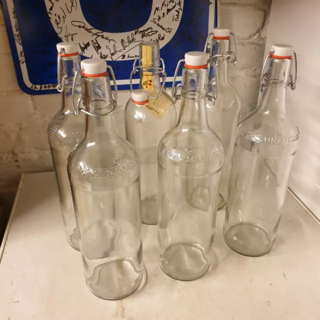 6x 1-Lieter  Flaschen m. Bügelverschluß f.  Sirup Saft ect.