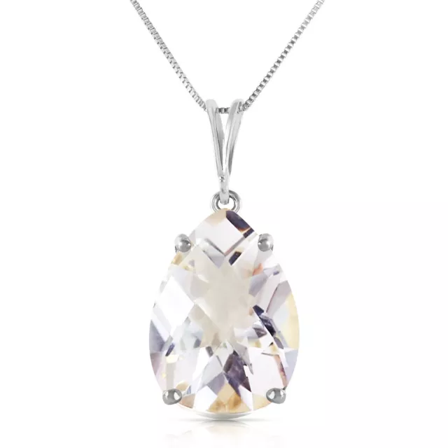 14K. SOLID GOLD NECKLACE WITH NATURAL WHITE TOPAZ (White Gold)