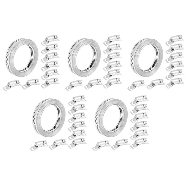 5 x 304 cinghia morsetto a verme in acciaio inox con elementi di fissaggio regolabili M3C3
