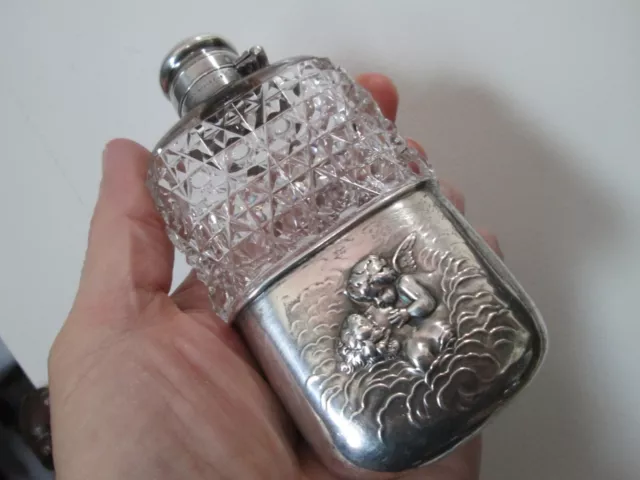 Unger Bros. 1904 Love's Dream - Sterling & Cut Glass - Whiskey Flask  #3