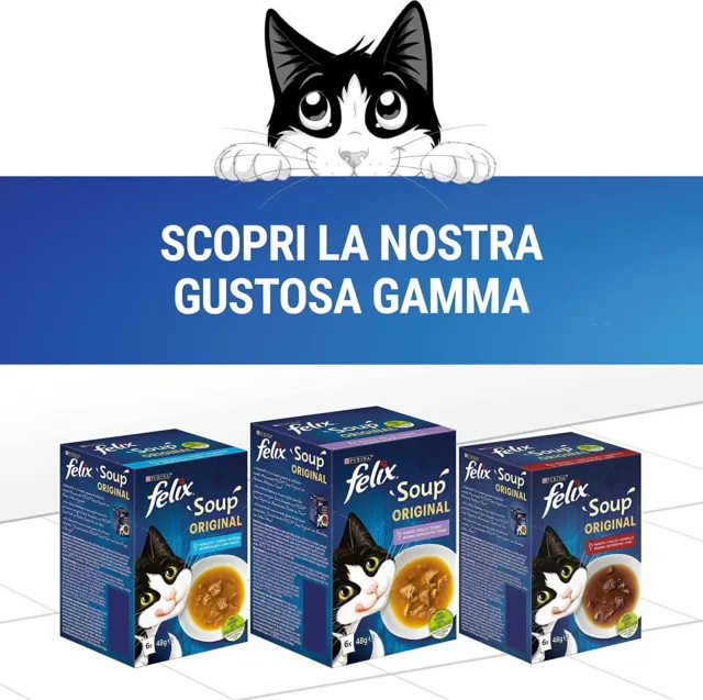 Purina Felix Cibo per Gatti con Manzo, Pollo e Tonno, 8 Conf con 48 Buste da 48g