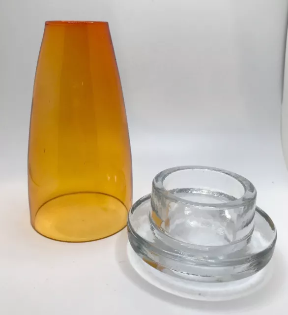 Amber & Clear Glass Contemporary Luminary Fairy Light Votive Candle Holder 6" 2