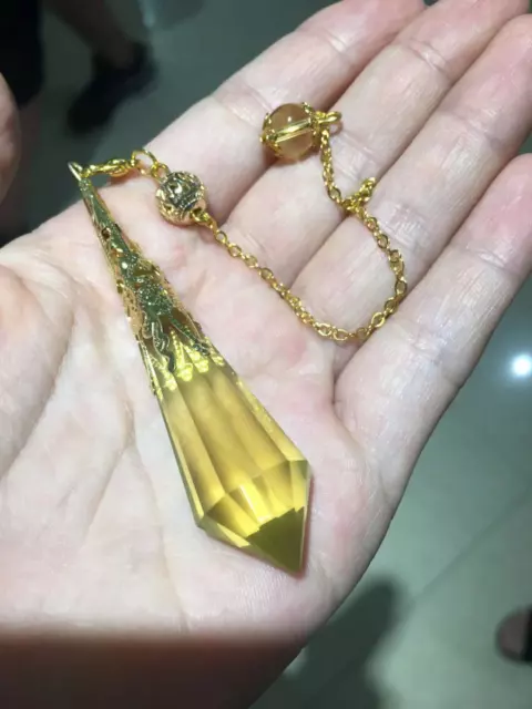 Natural Yellow Citrine Quartz Crystal Stone Chakra Pendulum Point Gems Gift