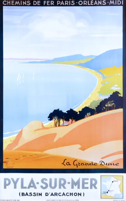 Affiche chemin de fer Paris Orléans et Midi - Pyla-sur-Mer