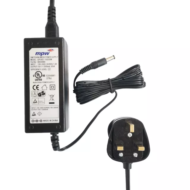 UK 15V AC Adapter Power Charger For Snap-On Solus Ultra Edge DIAGNOSTIC Scanner