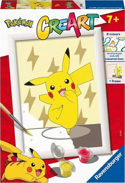 CreArt Kids 18x24cm Pikachu Éclair, Kit de peinture par numéros Num CreArt Kids 18x24cm Pikachu Éclair, Kit de peinture par numéros Num