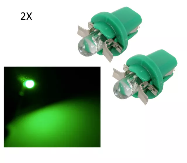 2 Lumières Lampe LED Vert T5 B8.5D Ampoule Voiture 12V Lumière Tableau de Bord