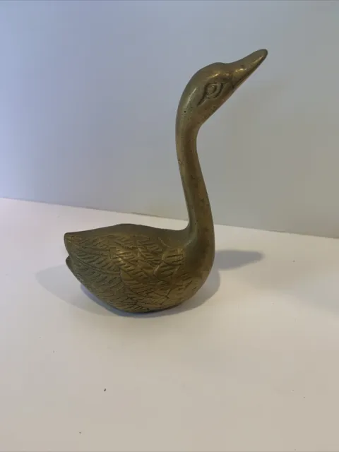 Vintage Solid Brass Swan Goose Duck 4.5" tall Hand crafted