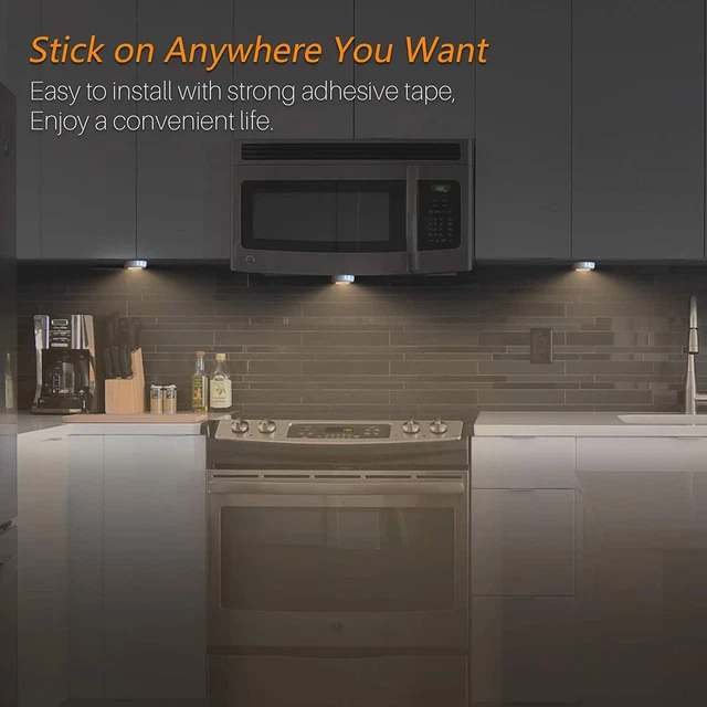 TAP LIGHT PUSH Lights, Stick on LED Touch Puck Lights AAA Battery