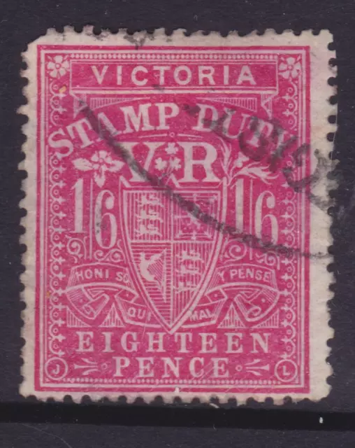 VICTORIA SCARCE 1887 1/6d Rosine QV 'STAMP DUTY' SG 236  CV$110+ (QC89)