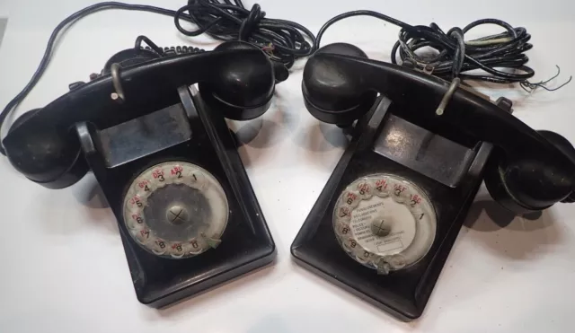 MARINE NATIONALE DCAN BREST: Lot de 2 TELEPHONE ANCIEN BAKELITE NOIRE. ANNEES 50