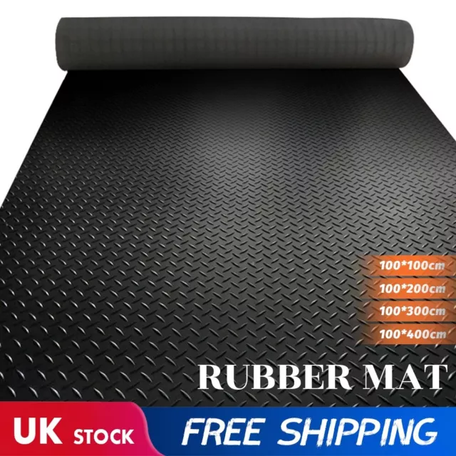 Checker - Plate Rubber Garage Flooring Matting 1M Wide X 3Mm Thick - A Grade