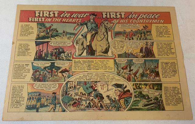 1944 Cartoon Centerfold ~ George Washington Primo IN Pace, The Hearts