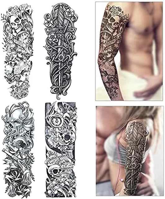 Maniche Tatuaggio Temporaneo KonSait - 9 Modelli, Nylon Elastico, Protezione Solare UV Per Uomo/Donna - Foto 4