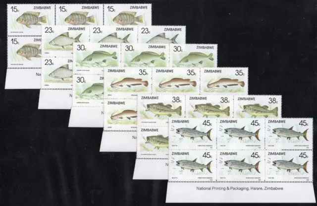 ZIMBABWE MNH 1989 Fish Imprint Block of 6