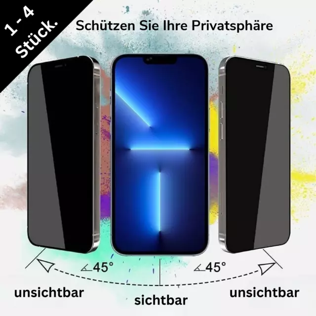 Panzerfolie Glas Blickschutz FÜR iPHONE 14 13 12 11 XS XR X Mini/Plus/Pro/Max