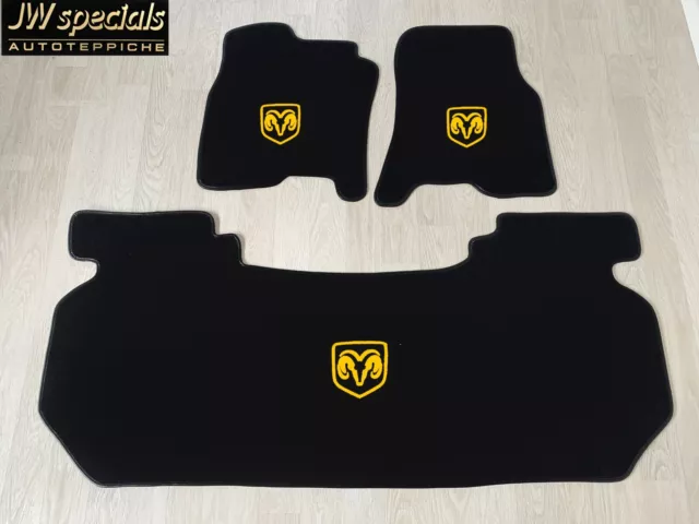 Auto Tappeto Tappetini per Dodge RAM Gruppo Cab 2019-2024 Nero Giallo Velluto