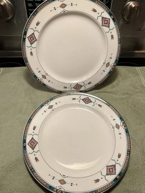 MIKASA STUDIO NOVA ADIRONDACK DINNER PLATES 11" SOUTHWEST - Set of 2 ~ Excellent