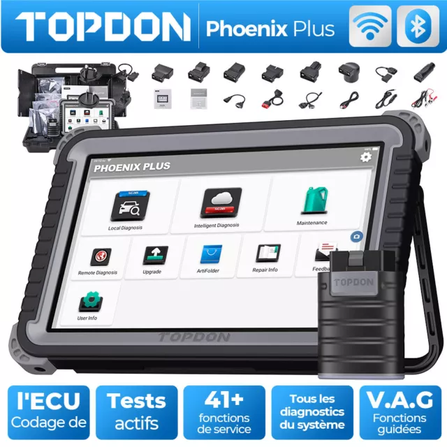 TOPDON Phoenix Plus Valise Diagnostique Auto OBD2 Bluetooth Bidirectionnel  Outil de Diagnostic Auto avec Codage ECU en Français