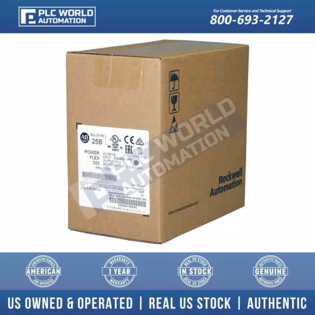 New Sealed Allen Bradley 25B-D4P0N104 PowerFlex 525 AC Drive 1.5kW 2Hp